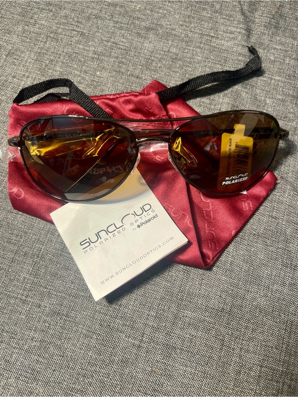 SUNCLOUD Men’s Polarized Aviator Sunglasses Brown Lenses Black Frame